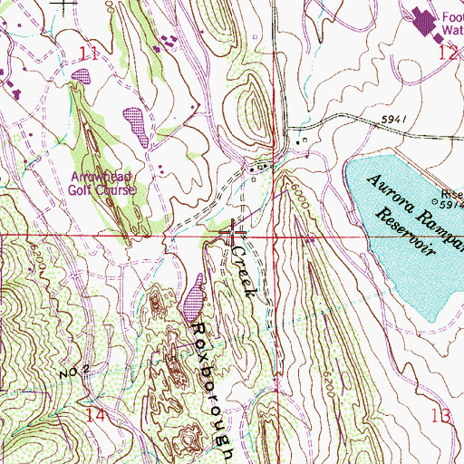 Topographic Map of Roxborough Park Census Designated Place, CO