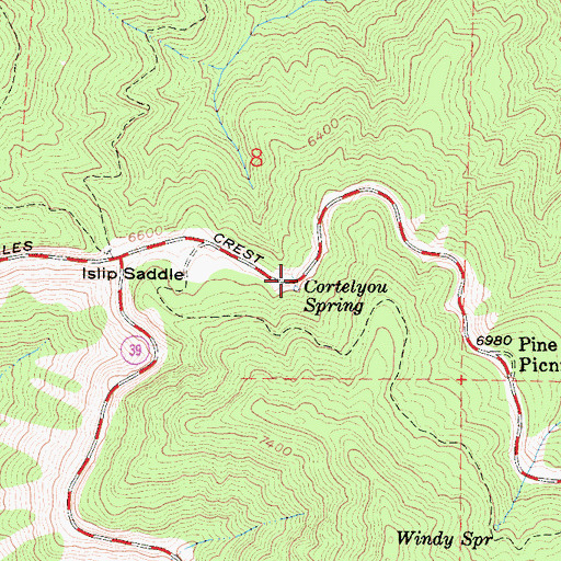 Topographic Map of Cortelyou Spring, CA