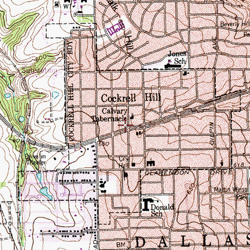 Topographic Map of City of Cockrell Hill, TX
