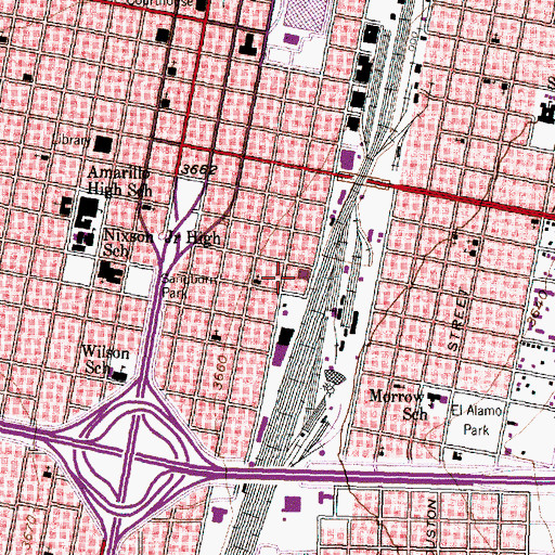 Topographic Map of City of Amarillo, TX