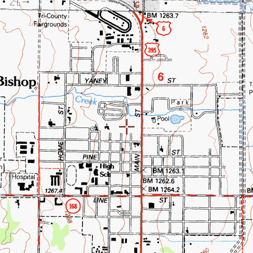 Topographic Map of City of Bishop, CA