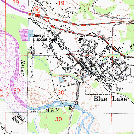 Topographic Map of City of Blue Lake, CA