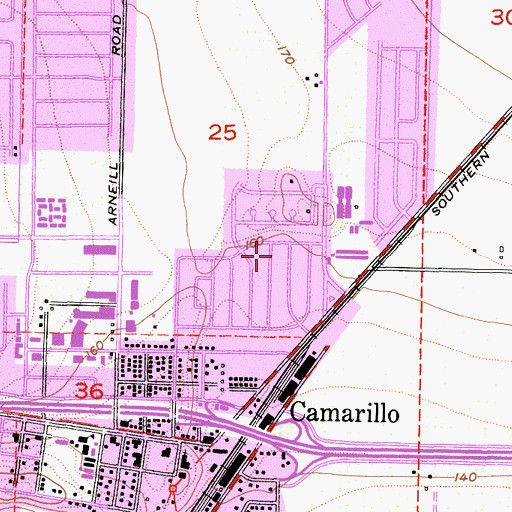 Topographic Map of City of Camarillo, CA