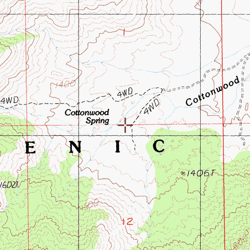 Topographic Map of Cottonwood Spring, CA