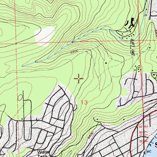 Topographic Map of Sunnyside-Tahoe City Census Designated Place, CA