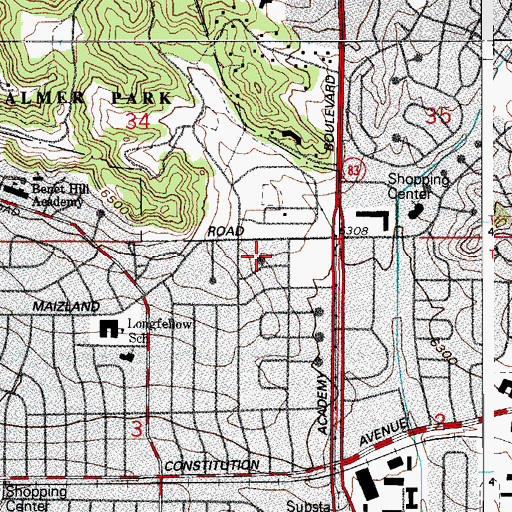 Topographic Map of City of Colorado Springs, CO