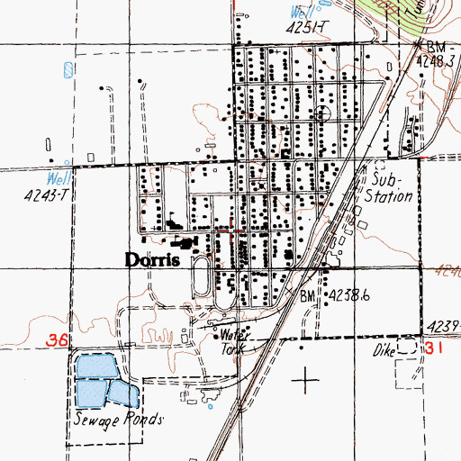 Topographic Map of City of Dorris, CA