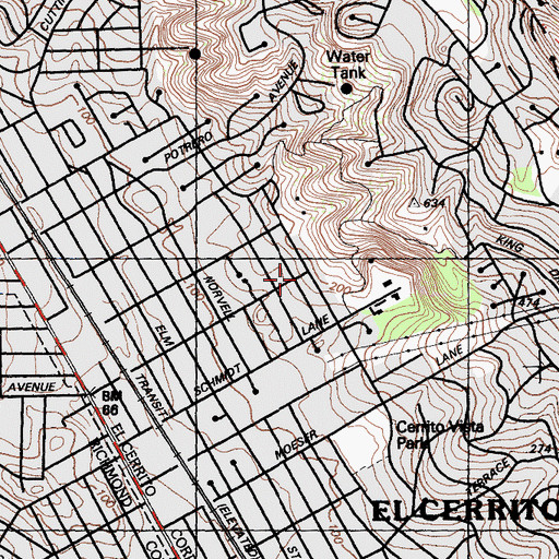 Topographic Map of City of El Cerrito, CA