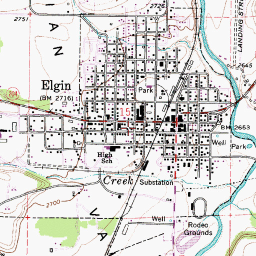 Topographic Map of City of Elgin, OR