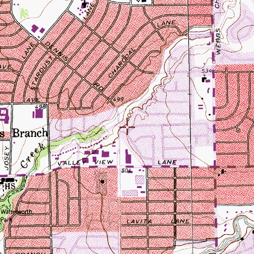 Topographic Map of City of Farmers Branch, TX