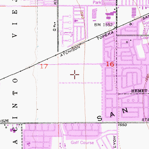 Topographic Map of City of Hemet, CA