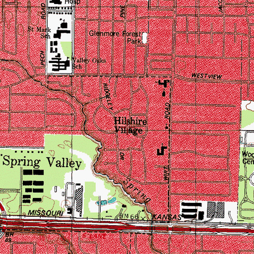 Topographic Map of City of Hilshire Village, TX
