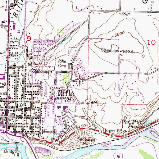 Topographic Map of City of Rifle, CO