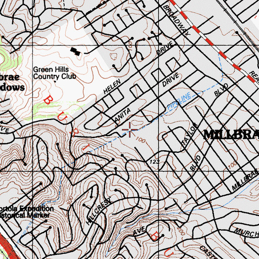 Topographic Map of City of Millbrae, CA