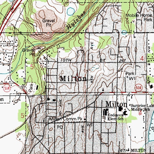 Topographic Map of City of Milton, WA