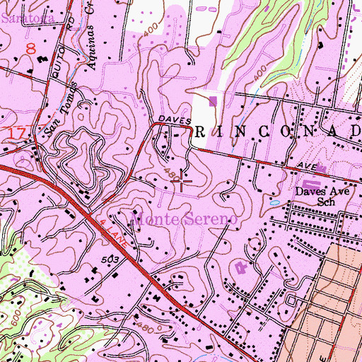 Topographic Map of City of Monte Sereno, CA