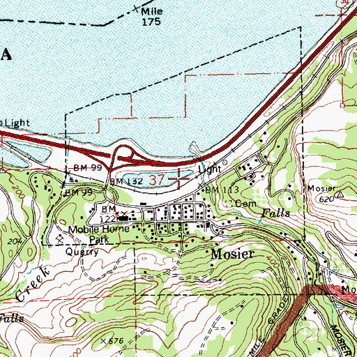 Topographic Map of City of Mosier, OR