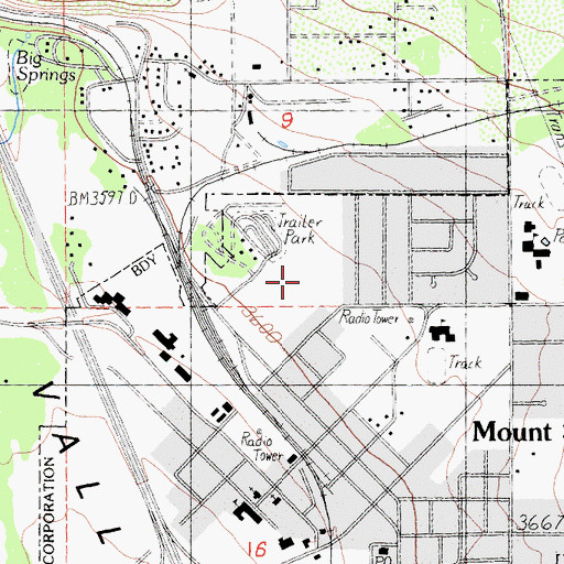 Topographic Map of City of Mount Shasta, CA