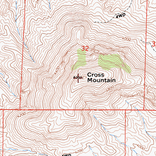 Topographic Map of Cross Mountain, CA