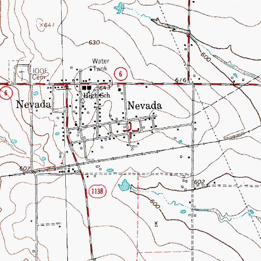 Topographic Map of City of Nevada, TX