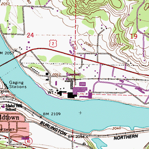 Topographic Map of City of Oldtown, ID