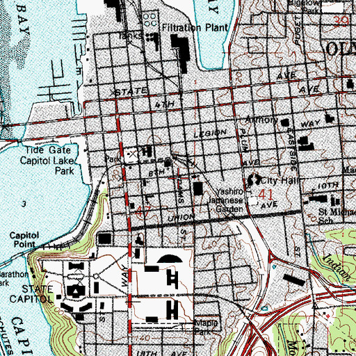 Topographic Map of City of Olympia, WA