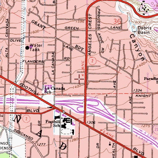 Topographic Map of City of La Caada Flintridge, CA