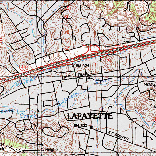 Topographic Map of City of Lafayette, CA