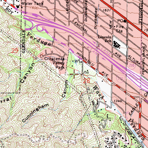 Topographic Map of Cunningham Canyon, CA
