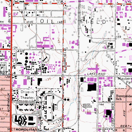 Topographic Map of City of Santa Fe Springs, CA