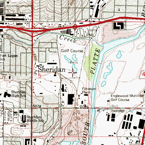 Topographic Map of City of Sheridan, CO