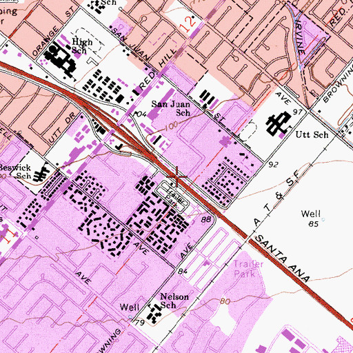 Topographic Map of City of Tustin, CA