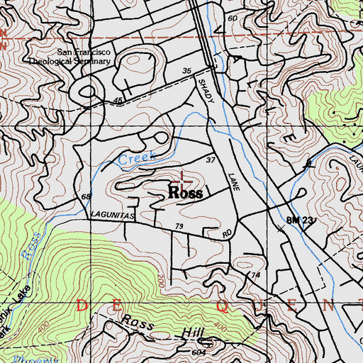 Topographic Map of Town of Ross, CA