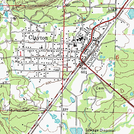 Topographic Map of Town of Clayton, OK