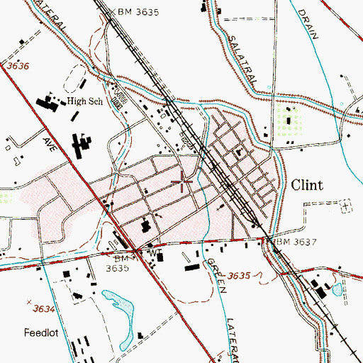 Topographic Map of Town of Clint, TX