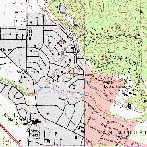 Topographic Map of Wikiup, CA