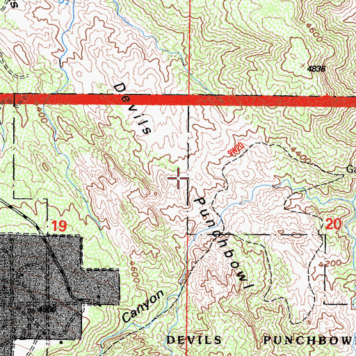 Topographic Map of Devils Punchbowl, CA