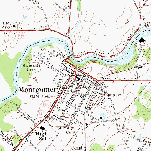Topographic Map of Montgomery Academy (historical), NY