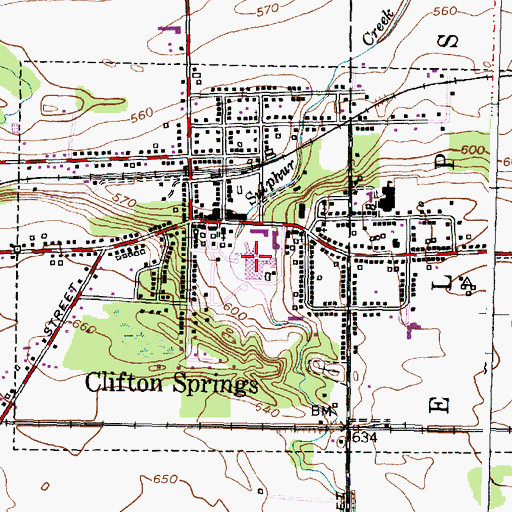 Topographic Map of Clifton Springs Hospital and Clinic, NY
