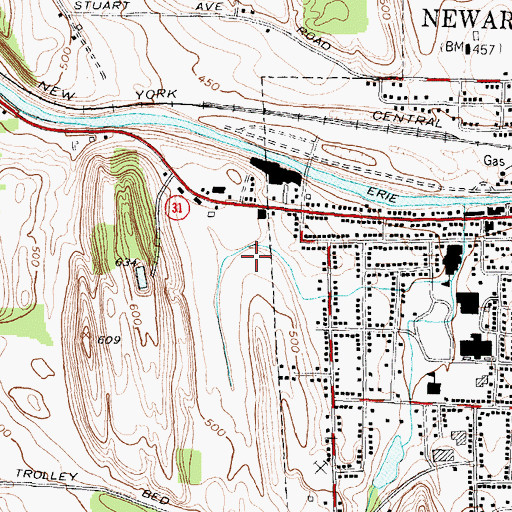 Topographic Map of Newark Plaza Shopping Center, NY