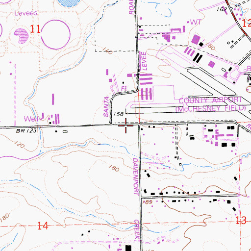 Topographic Map of East Santa Fe School, CA