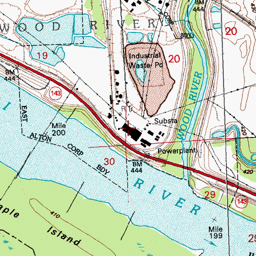 Topographic Map of Wood River Power Station, IL