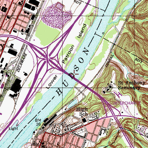 Topographic Map of Patroon Island Bridge, NY