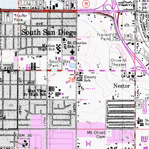 Topographic Map of Emory Elementary School, CA