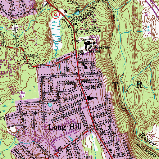 Topographic Map of Long Hill Fire Department Station 1 Headquarters, CT