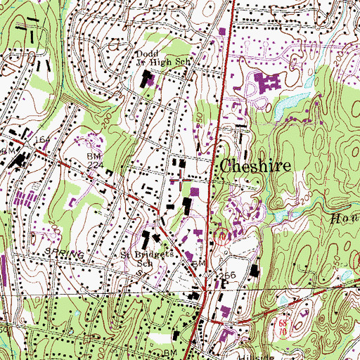 Topographic Map of Cheshire Fire Department Headquarters, CT