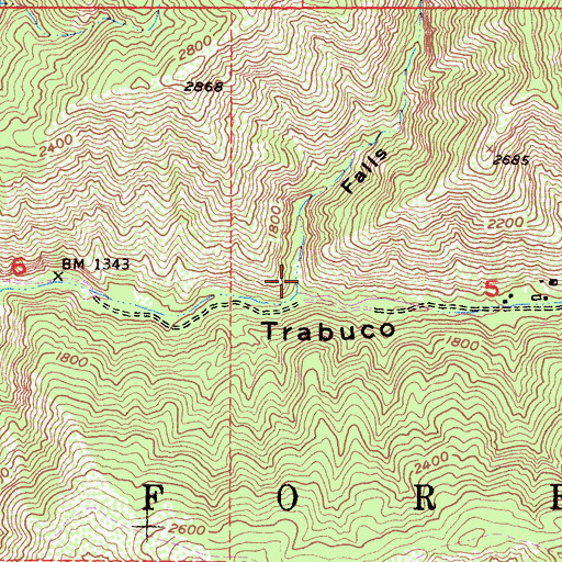 Topographic Map of Falls Canyon, CA