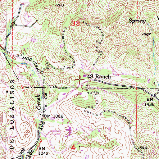 Topographic Map of Four S Ranch, CA