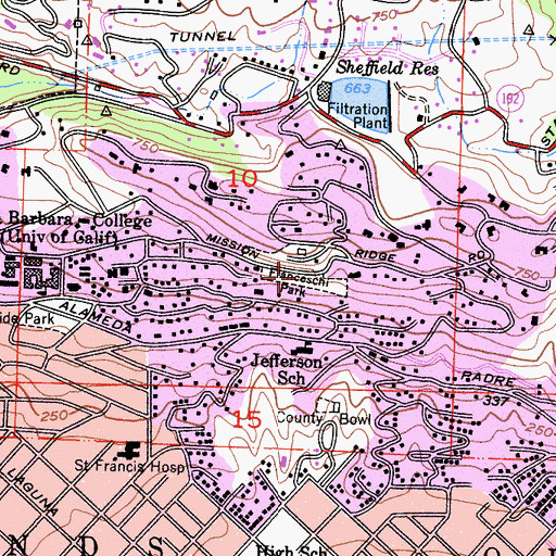 Topographic Map of Franceschi Park, CA
