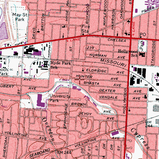 Topographic Map of Hunter Avenue Baptist Church, TN
